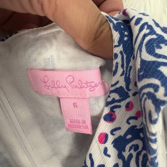 Lilly Pulitzer Delia Indigo Star Crush Print Vintage Dobby Shift Dress Size 6 - Picture 9 of 10